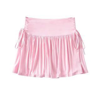 Balletcore High Rise Ruched Mini A-Line Skirt Pink by Asiris