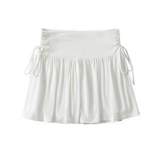 Balletcore High Rise Ruched Mini A-Line Skirt White by Asiris