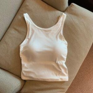 Plain Open Back Padded Crop Tank Top White 241438547