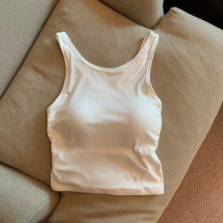 Plain Open Back Padded Crop Tank Top White by Maisee