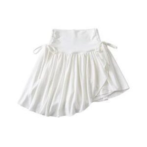 High Rise Side-Drawstring Plain Mini A-Line Skirt White 242280984
