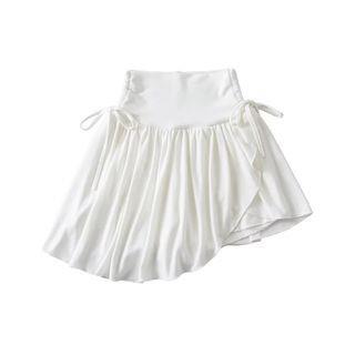 High Rise Side-Drawstring Plain Mini A-Line Skirt White by Sosana