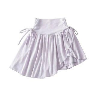 High Rise Side-Drawstring Plain Mini A-Line Skirt Light Purple by Sosana