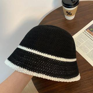 Striped Knit Bucket Hat Striped - Black by Pompabee