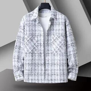 Collared Tweed Button-Up Jacket White by Lefitt
