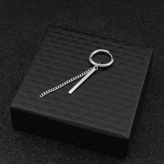 Bar Chain Drop Earring / Clip-On Earring 703 - Hoop Buckle Earring - 1 Pc - Silver by Juanitro
