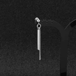 Bar Chain Drop Earring / Clip-On Earring 703 - Earring - 1 Pc - Silver by Juanitro