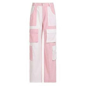 Low Rise Color-Block Straight-Fit Corduroy Wide-Leg Pants Pink 243173150