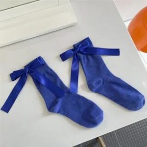 Ribbon Back Plain Socks Sapphire Blue 243173502