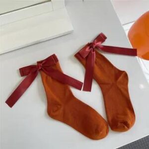 Ribbon Back Plain Socks Pumpkin Orange 243173505