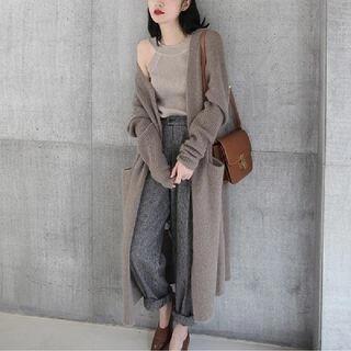 Long Sleeve Open-Front Cardigan Camel by Hevnir