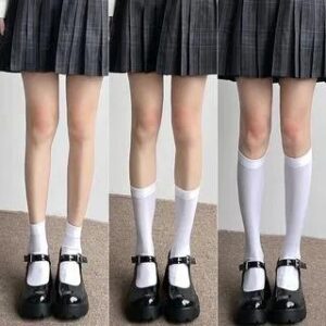 Plain Socks / Set Set of 3 Pairs - Ankle & Mid Calf & Over the Knee - White 244044733