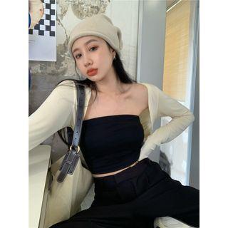 Plain Crop Tube Top / Plain Shrug 1119 - Shrug - Almond by Shinsei