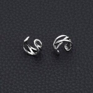 Layered Alloy Cuff Earring 1 Pc - 278 - Silver | Juanitro 244044835