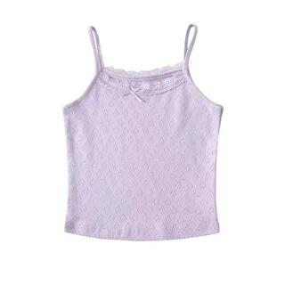 Lace-Trim Heart Pointelle Camisole Top Purple by Asiris