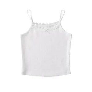 Lace-Trim Heart Pointelle Camisole Top White 244044997