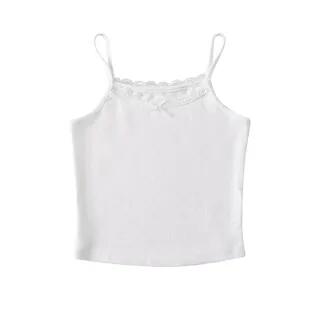 Lace-Trim Heart Pointelle Camisole Top White by Asiris