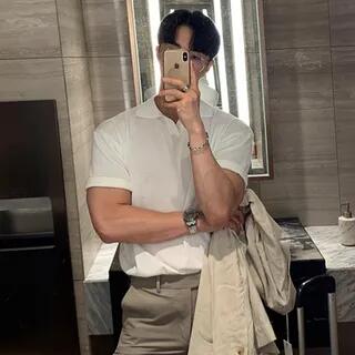 Short-Sleeve Plain Polo Shirt White by Savenne