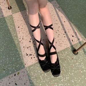 Balletcore Tie-Up No Show Socks Black 244194912