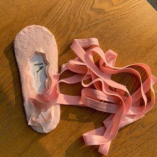 Balletcore Tie-Up No Show Socks Pink by Lychee