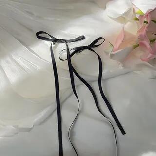 Set: Plain Ribbon Hair Clips (2 Pcs) 1 Pair - Black | Ordinario by Ordinario