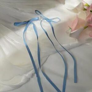 Set: Plain Ribbon Hair Clips (2 Pcs) 1 Pair - Blue | Ordinario 244195645