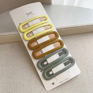 Set of 6: Plain Hair Clip Set of 6 - Yellow & Tangerine & Blue by Ordinario