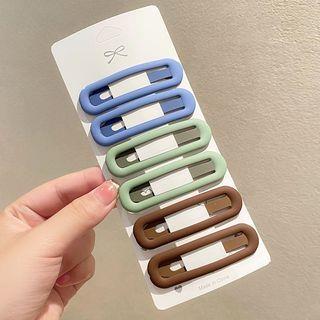 Set of 6: Plain Hair Clip Set of 6 - Blue & Green & Coffee by Ordinario