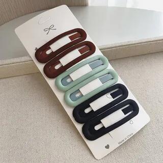 Set of 6: Plain Hair Clip Set of 6 - Coffee & Blue & Black by Ordinario
