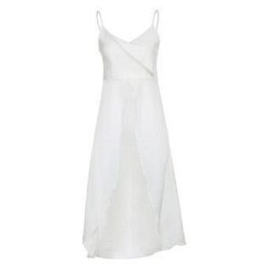 V-Neck Plain Wrapped Slit Long Camisole Top White 244288924