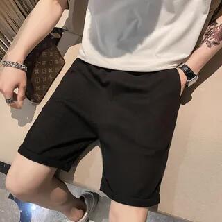 Mid Rise Plain Shorts Black by Sinlarity