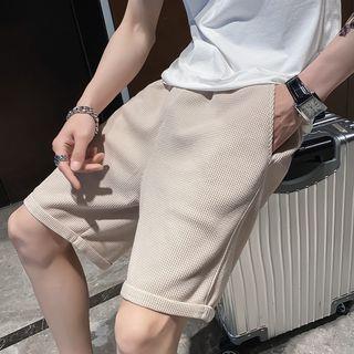 Mid Rise Plain Shorts Khaki by Sinlarity