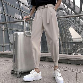 Mid Rise Plain Cropped Baggy Dress Pants Khaki by GRAYCIOUS