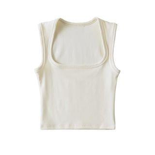 Plain Square-Neck Tank Top Almond by Asiris