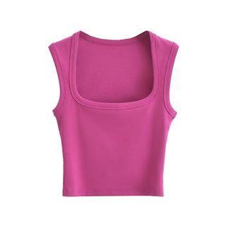 Plain Square-Neck Tank Top Rose Purple by Asiris