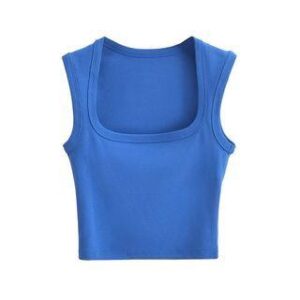 Plain Square-Neck Tank Top Sapphire Blue 245249429