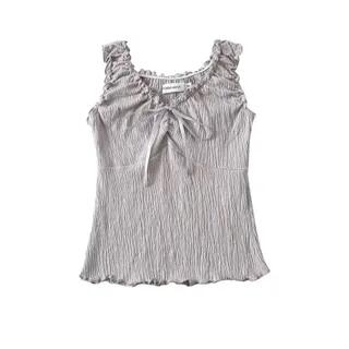 V-Neck Ruffled-Trim Tank Top Light Gray by Asiris