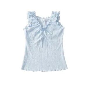 V-Neck Ruffled-Trim Tank Top Sky Blue 245444170