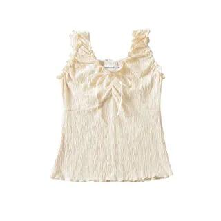 V-Neck Ruffled-Trim Tank Top Almond by Asiris