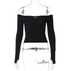 Black Off Shoulder Knit Top fashion styling inspiration