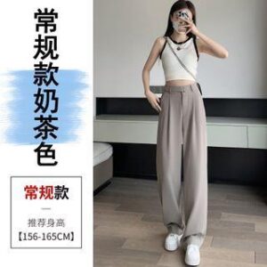 High Rise Plain Wide Leg Suit Pants (Various Designs) Normal Edition - Milk Tea 246065350