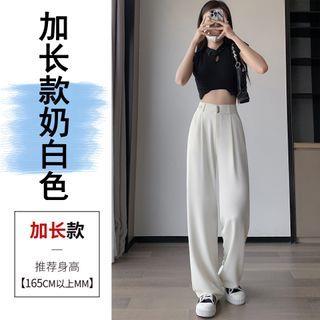 High Rise Plain Wide Leg Suit Pants (Various Designs) Long Edition - Milky White by Jaqmine