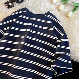 Striped Loose T-Shirt Black by Whyessa