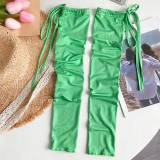 Plain Sun Protection Arm Sleeves Green by Rofuka
