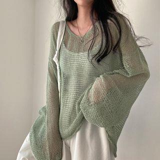 Loose Knit Sweater Green by Melon Juice