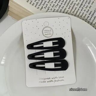 Plain Alloy Hair Clip (various designs) / Set 74 - Set Of 3 - Black by LIDO