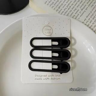 Plain Alloy Hair Clip (various designs) / Set 42 - Set Of 3 - Black by LIDO