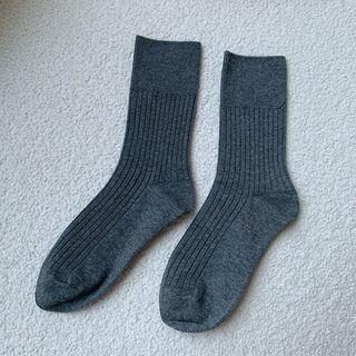 Plain Ribbed Socks Crew Sock - Gray by Lychee