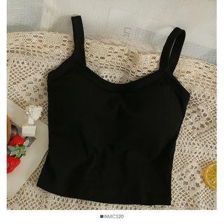Cropped Camisole Top with Pads Black by Lemongrass