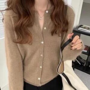 Plain Cardigan Khaki 248066998